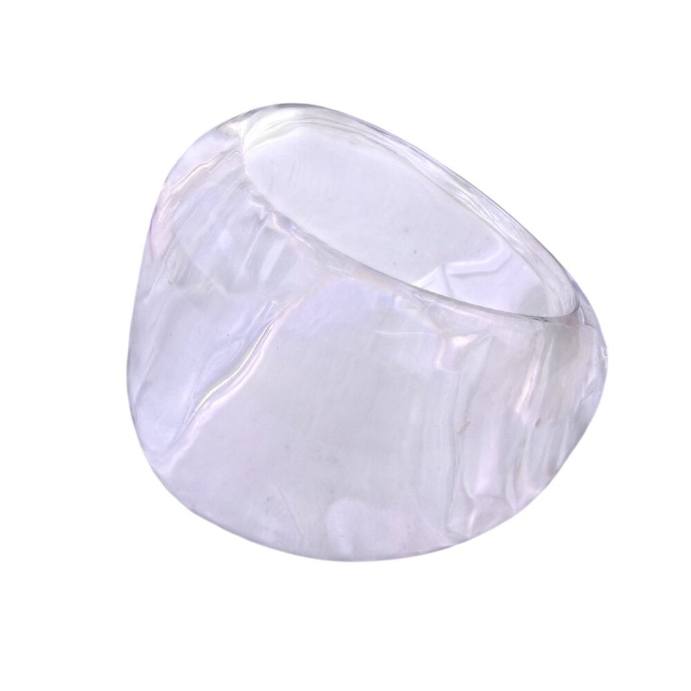 Vintage 1970s Womens Clear Resin Bangle Bracelet Translucent Wide Band Statement